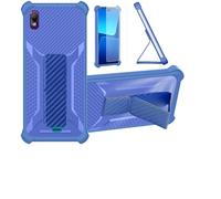 bojioderf Custodia per Wiko View 2 Go Cover Custodia Case Ibrida [con Protezione dello Schermo in Vetro temperato] [Supporto Magnetico Pieghevole] [Resistente alle Impronte digitali Smerigliato] Blu