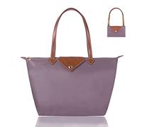 BOJLY Borsa da Donna a Tracolla in Nylon con Diamanti - Pieghevole, Impermeabile, Grande per Shopping e Viaggio - Viola