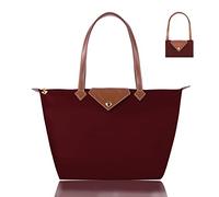 BOJLY Borsa Tote da donna, con tracolla Borse a mano in nylon con diamanti Shopping Pieghevole da viaggio impermeabile Rosso Piccolo