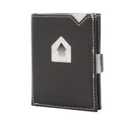 BOJLY Portafoglio da uomo, in vera pelle, con blocco RFID, sottile, minimalista, tasca frontale a tre pieghe, con clip per banconote, porta carte di credito, con scatola regalo, nero e marrone, Nero e