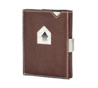 BOJLY Portafoglio da uomo, in vera pelle, con blocco RFID, sottile, minimalista, tasca frontale a tre pieghe, porta carte di credito, con scatola regalo, marrone, Marrone, Minimalista