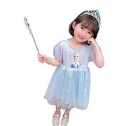 BOJON Elsa Dresses Tulle Summer Dress Short Sleeve Frozen Princess Ice Princess Costume Girls Children(without hair hoop)