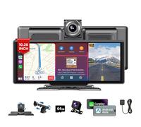 BOJONI Dashcam DVR per Auto con Touch Screen 4K da 10,26" e Wireless Apple CarPlay Android Auto, GPS videoregistratore a Doppia Lente, Doppia Telecamera per Auto DVR(Dual Camera-GPS)
