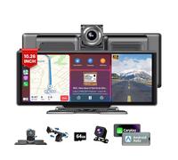 BOJONI Dashcam DVR per Auto con Touch Screen 4K da 10,26" e Wireless Apple CarPlay Android Auto, GPS videoregistratore a Doppia Lente, Doppia Telecamera per Auto DVR(Dual Camera)