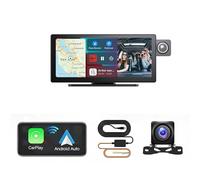 BOJONI Dashcam DVR per Auto da 8,9" con Carplay Wireless e Android Auto 4K, Rotazione di 180°, Controllo vocale, registratore GPS, Doppia Lente(4K-Single Lens-64G)