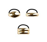 Bojueshaw Set di 3 polsini per capelli dorati, eleganti supporti per coda di cavallo in metallo con elastici per donne, accessori per capelli lucidi per capelli lunghi