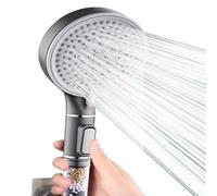 Bokaiya Soffione Doccia e Tubo Flessibile con Tripla Filtrazione, Soffione Doccia ad Alta Pressione con 5 Modalità, per Addolcitore D'acqua Dura (Grigio Pistola)