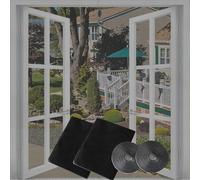 Bokaiya Zanzariera Finestra 130 x 150cm, 2 Pezzo Zanzariera Fissa Regolabile, Zanzariera da Finestra, Zanzariera Adesiva, Zanzariera Finestra Adesiva per Finestra Anti-Zanzariera (Nero)