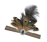 Bokcztml Fascia per capelli indiana per carnevale e celebrazione, FatTuesday, con piume, anni '20, per spettacoli teatrali