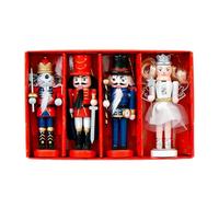 Bokcztml Set di 4 schiaccianoci in legno soldati guardia ornamento per decorazioni albero di Natale 13 cm altezza uniforme design facile da usare in legno albero di Natale appeso