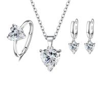 Bokcztml Set di gioielli minimalisti con zirconia cubica a forma di cuore, collana e orecchini, versatili opzioni di abbinamento per feste e incontri, collezione di gioielli romantici con zirconia