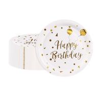 BOKFJBP 50 Piatti di Carta Bianco Oro, 18 cm, per Compleanno Bambini, Usa e Getta, Feste di Compleanno