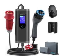 bokman Cavo di Ricarica da Tipo 2 5 Pin CEE, 5 Metri | 6-16A | 11kW | IP65 Impermeabile, Caricabatterie EV con Spina CEE per IEC 62196-2 e Borsa per Il Trasporto e Asciugamano in Microfibra