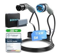bokman Cavo Ricarica Auto Elettrica Tipo 2, 11 KW / 5 Metri / 16A / 3 Fase/modalità 3, Cavo Tipo 2 con Borsa per Il Trasporto Applicabile a 500e/Model Y/3/Primavera/ID.3/ID.4/e-208