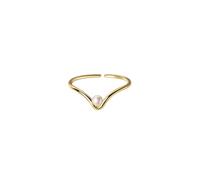 Bokmergne Anello Anelli Gioielli Donna Uomo Anello da Donna in Argento 925 con Perla Rotonda A Forma di V Semplice Regolabile, Gioielleria Raffinata, in Oro