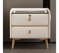 BOKNI Comodini Moderni Comodino Intelligente con Stazione di Ricarica Wireless Audio Bluetooth Sblocco delle Impronte Digitali Interfaccia USB E Tavolino Laterale con Luce a LED per Soggiorno Came