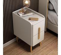 Comodino Moderno, Comodini con Cassetto, Piano in Ardesia, Maniglia in Metallo, Tavolino per Camera da Letto/Soggiorno/Studio (Color : Beige, Size : 30x40x48cm)