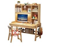 BOKNI Scrivania in Legno massello con libreria Integrata, Perfetta per Scrivere e Computer (Colore: Color Legno, Dimensioni: 80 x 60 x 158 cm)