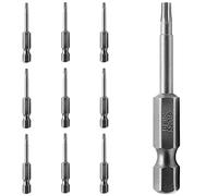 BokWin 10 pezzi T15 50 mm lunghezza bit di sicurezza,1/4 pollice Hex Shank Cacciavite, Acciaio Security Star 6 Point Magnetic Torx Bit Tools