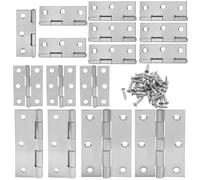 BokWin 12 cerniere pieghevoli da 5 cm e 4 pezzi da 7,6 cm, in acciaio inox, colore argento, con viti per scatole di legno fai da te, mobili, progetti artigianali di lavorazione del legno