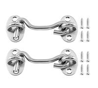 BokWin 2 ganci per la privacy da 7,6 cm, chiusura a occhiello in acciaio inox massiccio ispessito, con viti di montaggio per finestre, camera da letto, armadio, porta scorrevole (argento)