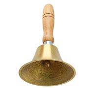 BokWin Campanello a mano, super forte, in ottone massiccio, 11 cm, grande campanello con manico in legno, multiuso, per scuola, chiesa, hotel, Natale e servizio di nozze