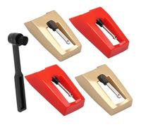 BokWin Confezione da 4 aghi di ricambio per giradischi in vinile, compatibili con ION, Jenson, Crosley, Victrola, Sylvania, giradischi fonografi LP (rosso e oro)