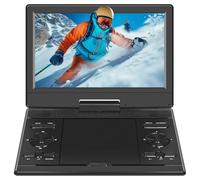 BOKYOK Lettore DVD portatile da 14,5 pollici con schermo girevole HD da 12,1 pollici, 5-6 ore di riproduzione, lettore DVD portatile con doppio altoparlante stereo, ultima memoria, supporto SYNC TV
