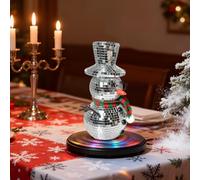 Bola de discoteca de muñeco de nieve: riflettente con gorro de bufanda de punto, decoración de invierno brillante para exhibición de mesa | Festivo Día festivo Carnaval Actuación escénica Celeb