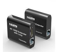 BolAAzuL Extender HDMI 4K 120M, Digital HDMI Ethernet Extender via Cat5e/6 con Audio & Loop Out supporta EDID 4K 30Hz 1080p 3D HDCP Ethernet LAN cavo di rete per Apple TV PC Laptop UHD