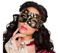 Boland 00209 - Maschera occhi steampunk, maschera retrò in look bronzo, con ingranaggi, catene e rivetti, accessorio, costume, carnevale, festa a tema, halloween