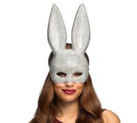 Boland 00231 - Maschera da coniglio Bunny Diamant con strass e fascia elastica, coniglio scintillante con orecchie lunghe per Carnevale, feste a tema e costumi