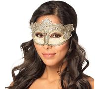 Boland 00254 - Maschera veneziana Venice Barocco, in argento con bordi e pietre preziose, costume, carnevale, feste a tema