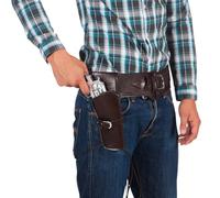 Boland 00579 - Fondina e cintura da cowboy, 114 cm, similpelle, marrone scuro, Wild West, accessorio, porta armi, festa a tema, carnevale
