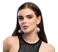 Boland 00749 - Orecchini a forma di palla da discoteca con luce LED, gioielli luminosi per carnevale, discoteca, festival