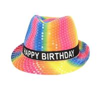 Boland 00948 - Cappello Happy Birthday con paillettes, copricapo per feste di compleanno, regalo (Confezione da 2)
