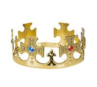 Boland 01318 - Corona Re 1 pezzo, taglia unica, regolabile, oro con pietre preziose, chiusura in plastica, brillante, regina, principessa, fiaba, accessori, costume, carnevale