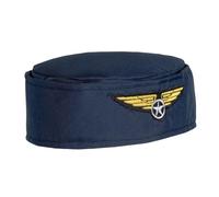 Boland 01356 - Cappello hostess, taglia 56, blu scuro-oro, assistente di volo, capitano, professione, costume, carnevale, festa a tema (Confezione da 2)