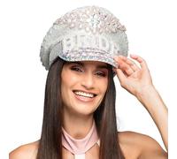 Boland 01435 - Cappello da sposa con diamanti, berretto argentato con paillettes, cappello per costumi, JGA, carnevale e feste a tema