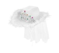 Boland 01449 - Cappello da sposa reale con velo, cappello da cowboy per festa in maschera o carnevale, accessorio per costumi in maschera e JGA