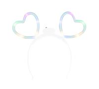 Boland 01523 - Diadema LED Glowing Hearts, cerchietto a forma di cuore con luci, accessori luminosi per Carnevale e feste a tema, addio al celibato