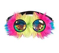 Boland 02651 - Occhiali da festa Rave, multicolore, con peluche ed elastico, lenti olografiche Techno Party Costume Carnevale