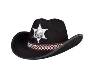 Boland 04106 - Children's Hat Sheriff Junior Black, Silver Star, Hat Cord, Cowbo