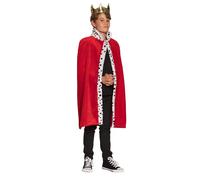 Boland 36100-Mantello da re deluxe, tunica lunga 90 cm, rosso-bianco-nero, pelliccia finta punteggiata, look ermellino, casa reale, sovrano, carnevale, festa in maschera, festa a tema costume, teatro