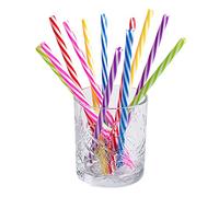 Boland 30297 - Cannucce riutilizzabili, 12 pezzi, lunghezza 21 cm, colori assortiti, con spazzola per la pulizia, set di cannucce, stoviglie per feste, bevande