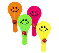 Boland 30784 - Paddleballs, 4 Pezzi, Dimensioni 11 x 5,5 cm, in plastica, Gioco di Palla, pensierino, Pinata, Gioco di abilità, Compleanno