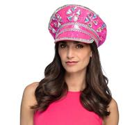 Boland 33035 - Cappello Burning Man, berretto rosa con paillettes, cappello per costumi, festival, carnevale e feste a tema