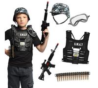 Boland - 33210 - Set di costumi da agente SWAT per bambini, 5 pezzi, costume in maschera per feste a tema, Halloween e carnevale, polizia