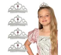 Boland 44089 - Set Tiara con 4 corone argentate per bambini, cerchietto per capelli, per principessa, fata, regina, compleanno, festa a tema, carnevale, Halloween