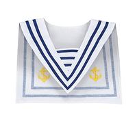 Boland 44354 - Collare da marinaio, bianco-blu con ricamo di un'ancora gialla, marinaio, capitano, nave, accessorio, costume, carnevale, festa a tema